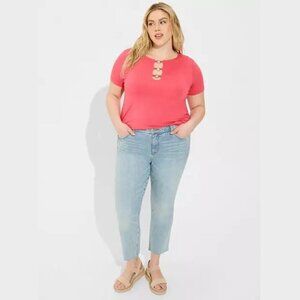 Torrid - Super Soft Crew Neck O-Ring Fitted Tee in Rouge Red / Pink​​​